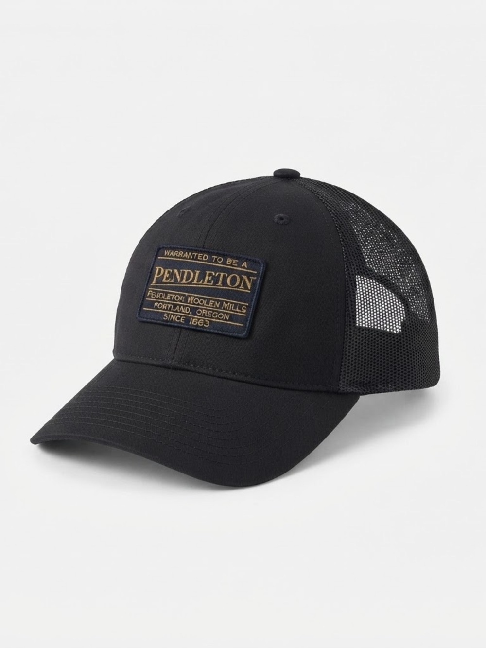 Pendleton Black Trucker Hat Mesh Snapback Cap Woolen Mills Portland Oregon